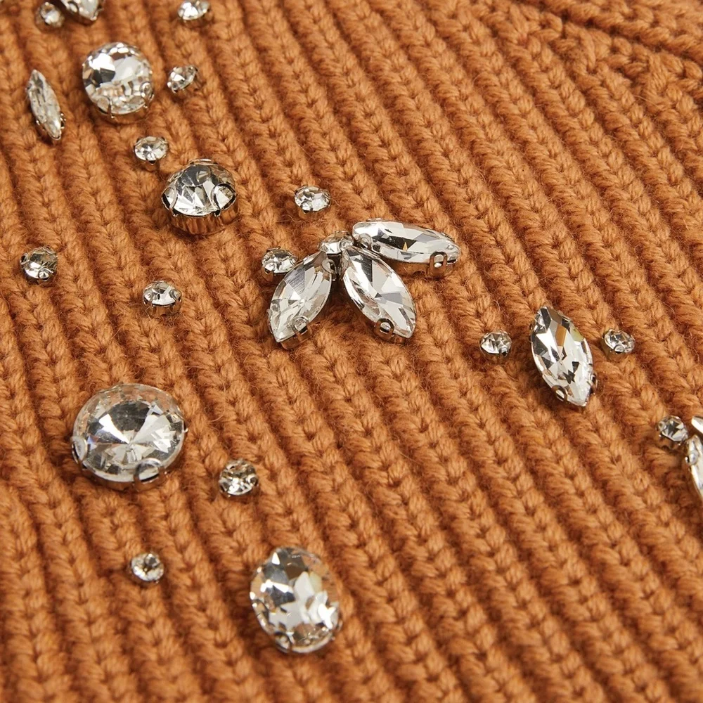 Self-Portrait Diamante Embellished Rib Knit Cardigan XL - Picture 4 of 14